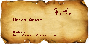 Hricz Anett névjegykártya